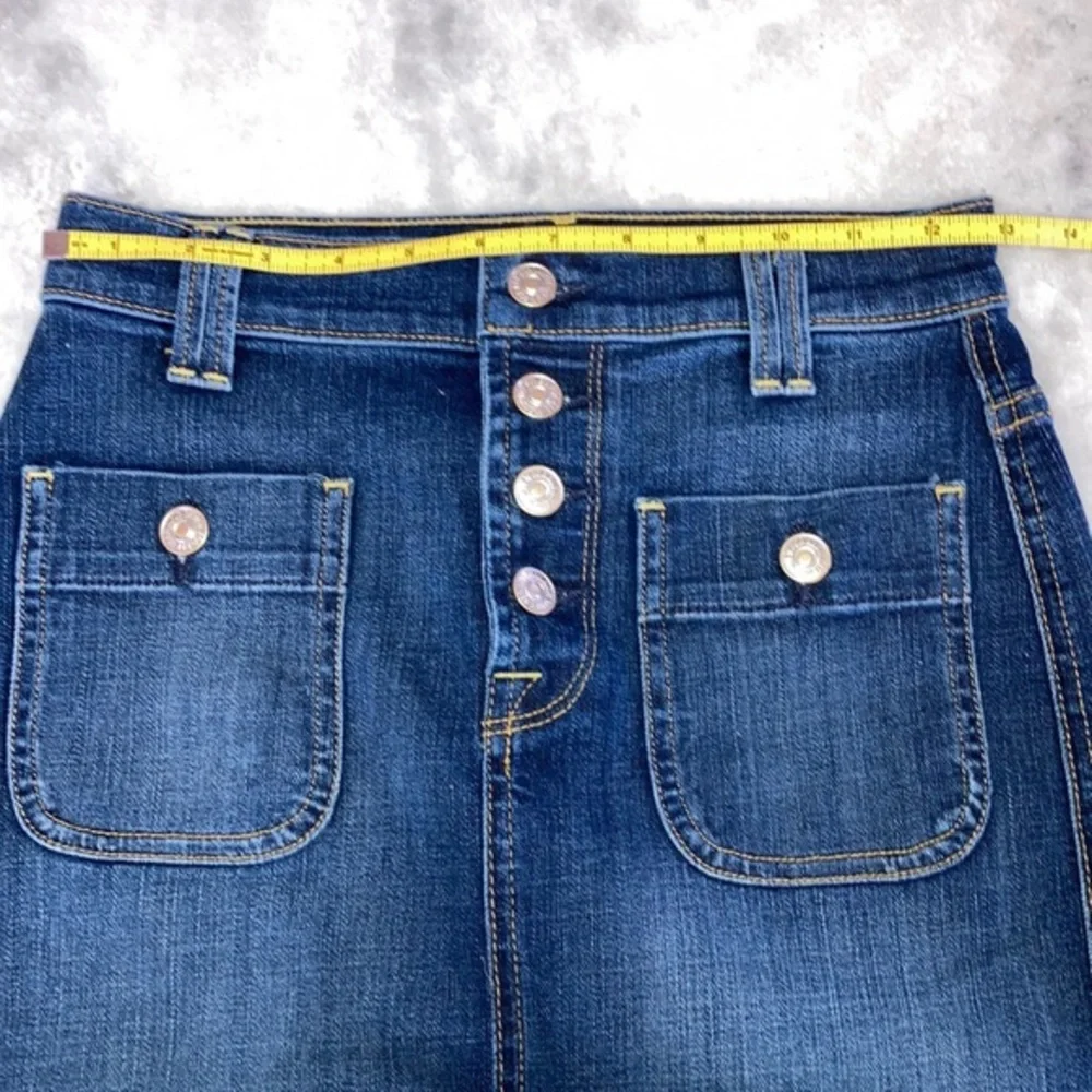 7 For All Mankind Button Fly Long Denim Jean Skirt - Picture 9 of 10